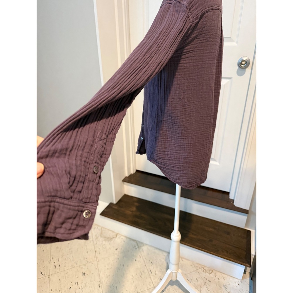 Xirena Beau Button Down Shirt Plum Purple Cotton Gauze Long Sleeve XS RN 123722 - Picture 2 of 9